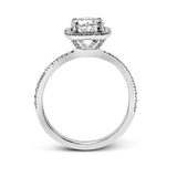 Round - cut Halo Engagement Ring & Matching Wedding Band in 18k Gold with Diamonds - Simon G. Jewelry