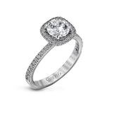 Round - cut Halo Engagement Ring & Matching Wedding Band in 18k Gold with Diamonds - Simon G. Jewelry