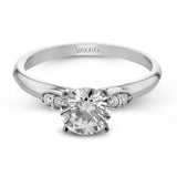 Round - cut Three - Stone Engagement Ring & Matching Wedding Band in 18k Gold with Diamonds - Simon G. Jewelry