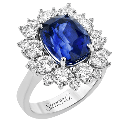 Sapphire Halo Color Ring in 18k Gold with Diamonds – Simon Jewelry