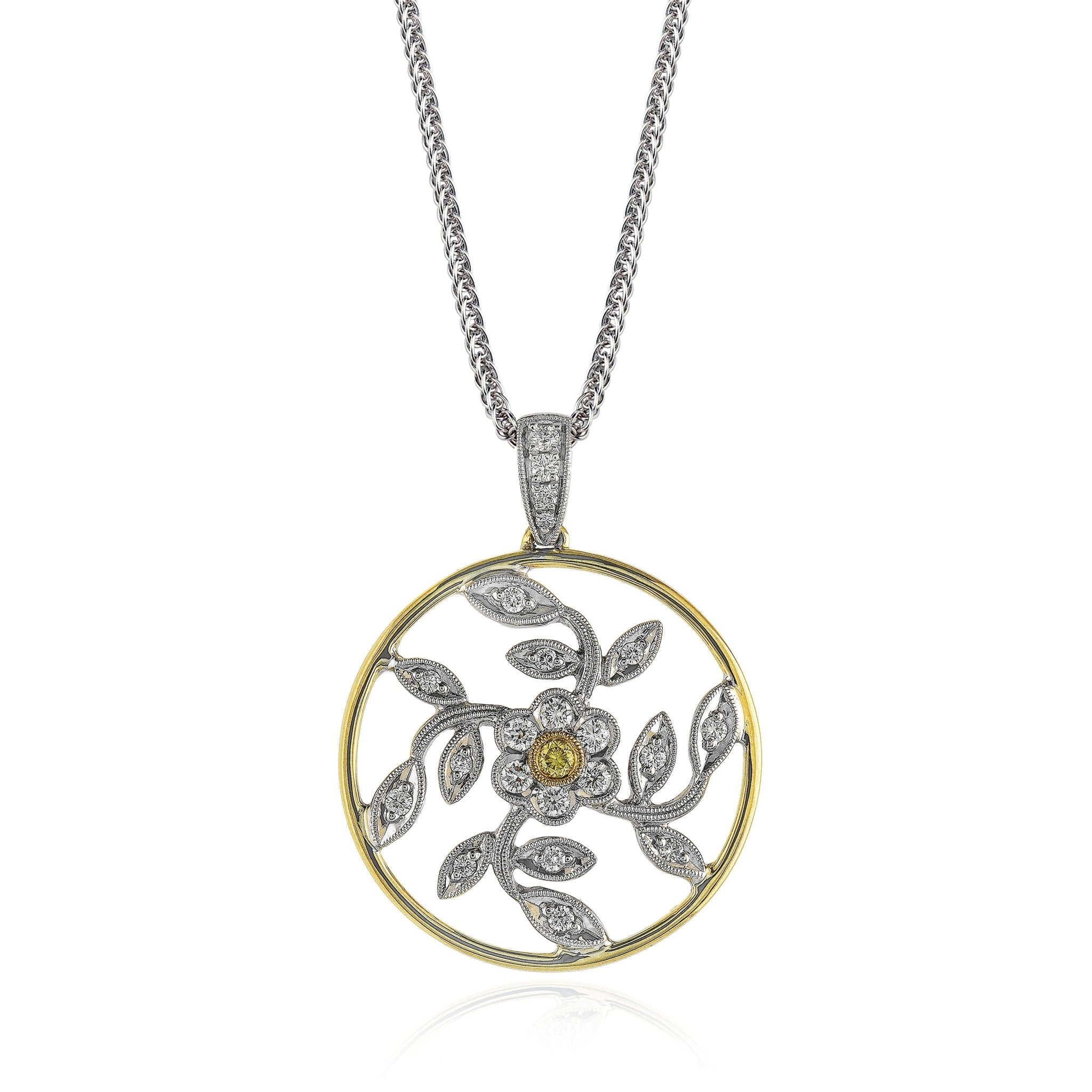 Trellis Pendant Necklace in 18k Gold with Diamonds - Simon G. Jewelry