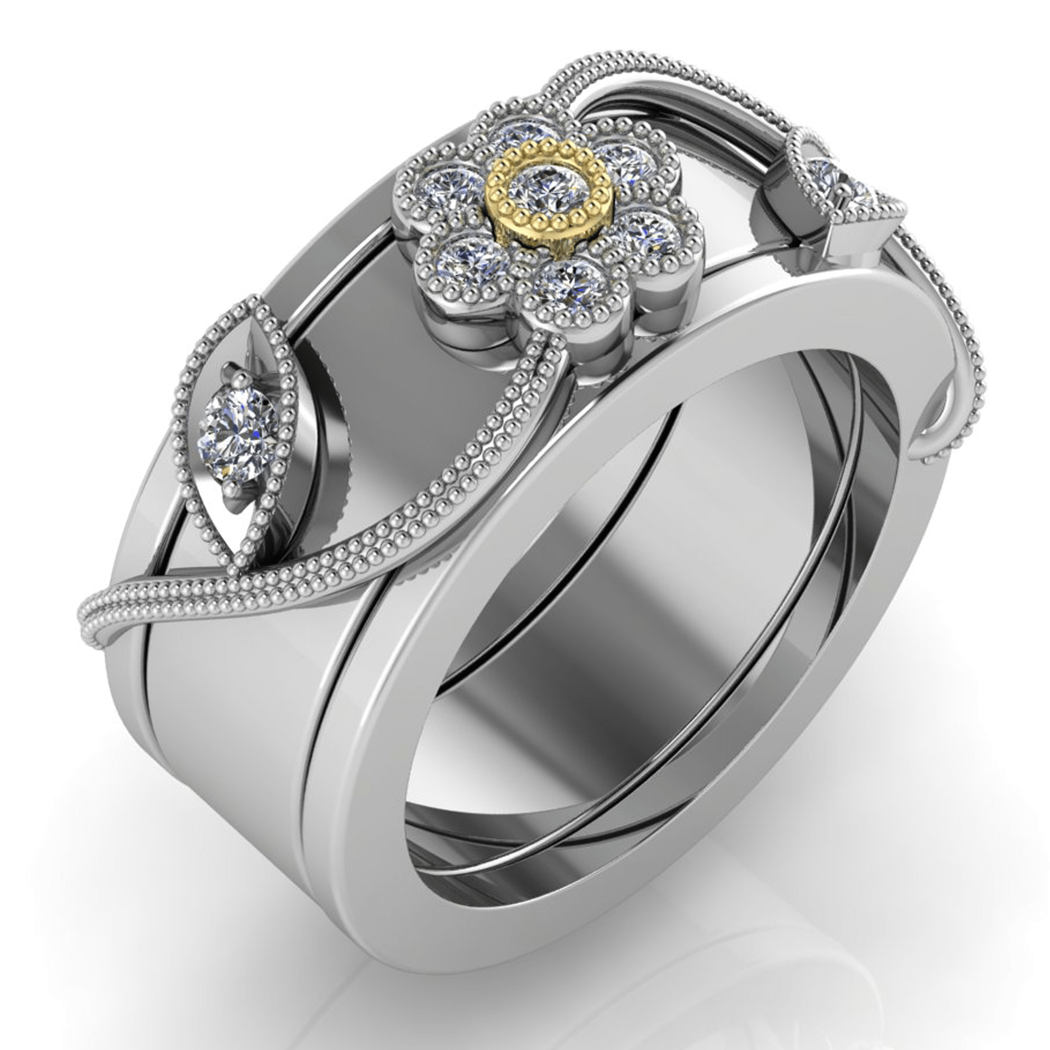 Trellis Smart Ring Jacket in 14k Gold with Diamonds - Simon G. Jewelry