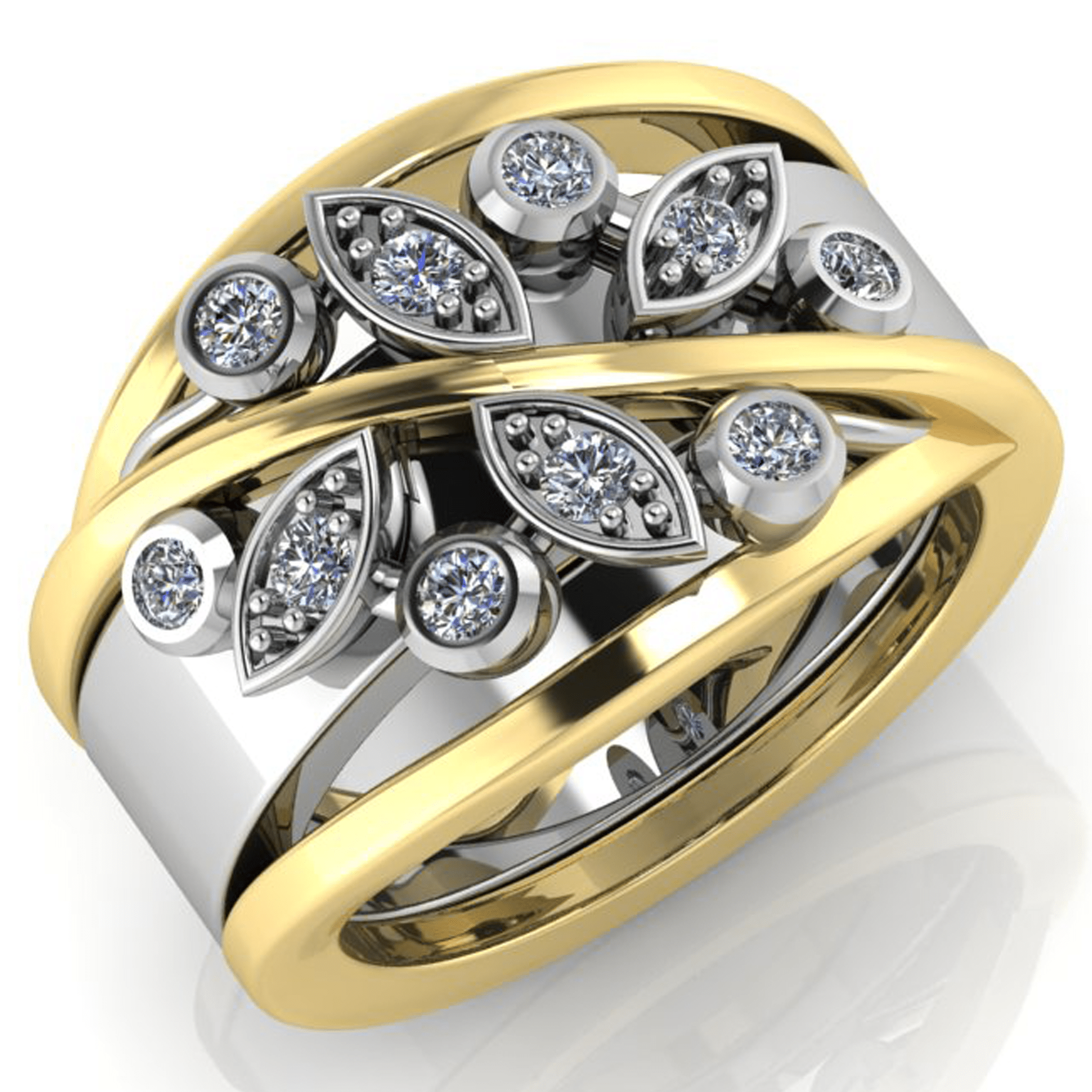 Vine Smart Ring Jacket in 14k Gold with Diamonds - Simon G. Jewelry