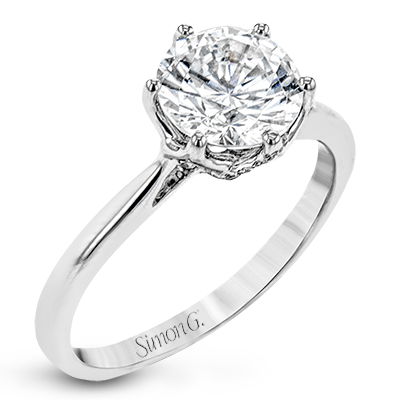 Round-Cut Engagement Ring In 18k Gold With Diamonds – Simon G. Jewelry
