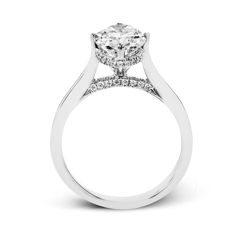 Oval-Cut Hidden Halo Engagement Ring In 18k Gold With Diamonds