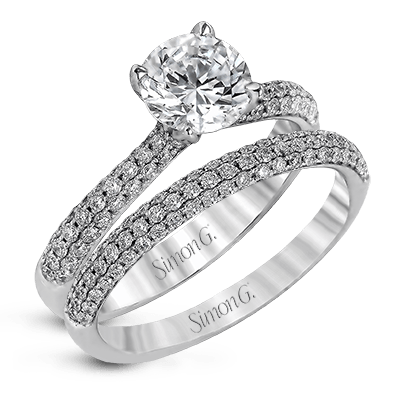 Decoratief Brengen Zaailing Round-cut Engagement Ring & Matching Wedding Band in 18K Gold with Dia –  Simon G. Jewelry