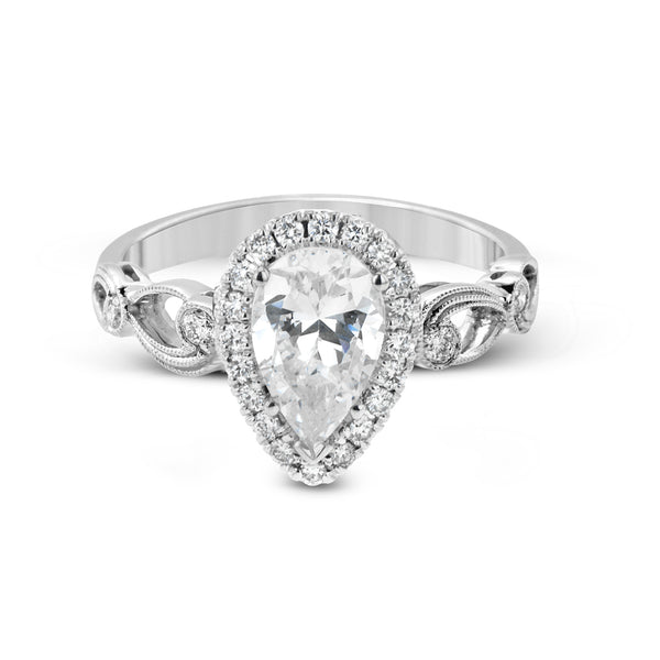 Pear-Cut Halo Engagement Ring In 18k Gold With Diamonds