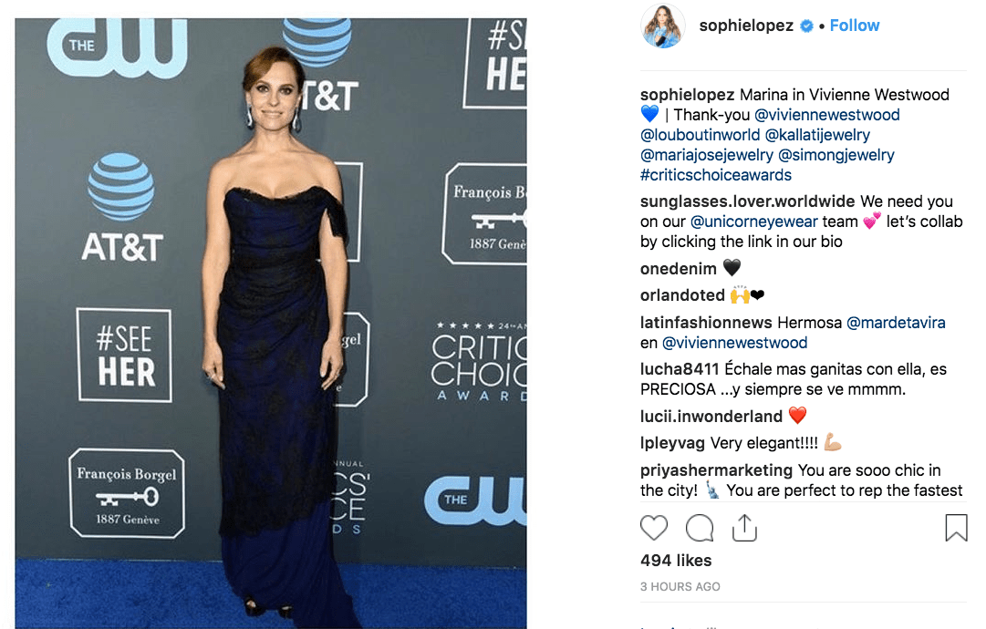 Marina De Tavira At The 2019 Critic's Choice Awards - Simon G. Jewelry