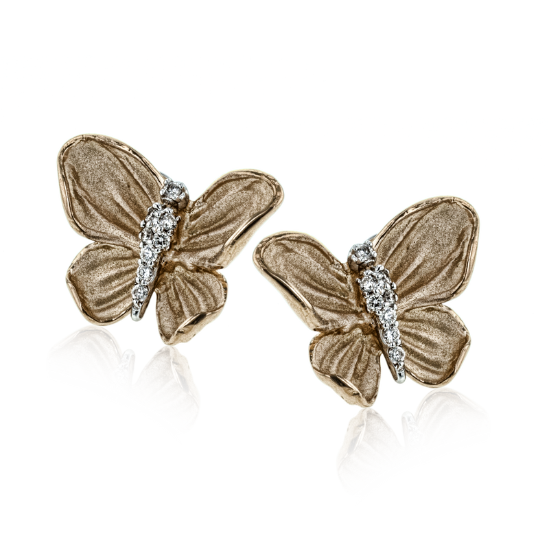 Monarch Butterfly Earrings in 18k Gold with Diamonds