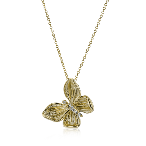 Monarch Butterfly Pendant Necklace in 18k Gold with Diamonds