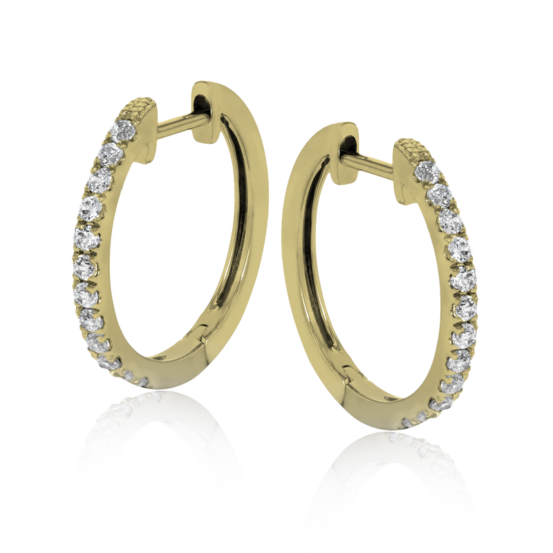 Huggie Hoop Earrings in 18k Gold with Diamonds