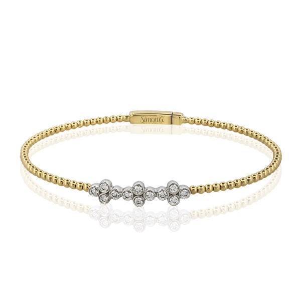 Beaded Bangle in 18k Gold with Diamonds