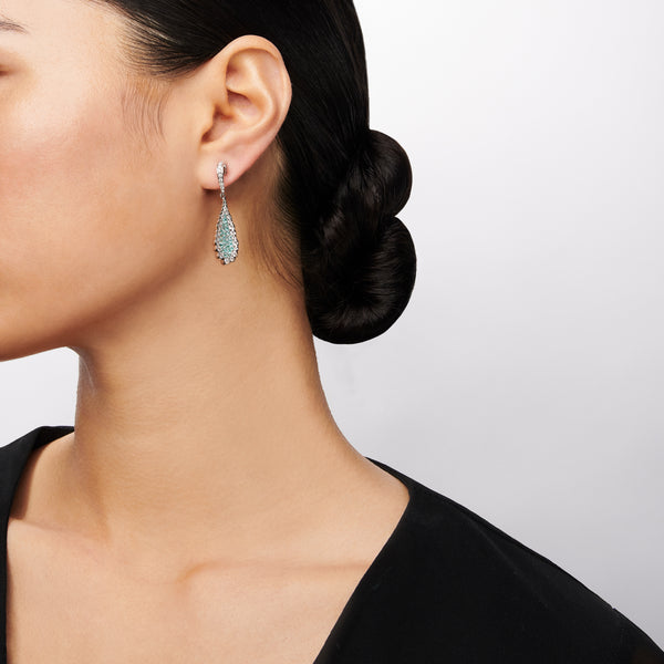 Paraiba Drop Earrings in 18k Gold with Diamonds