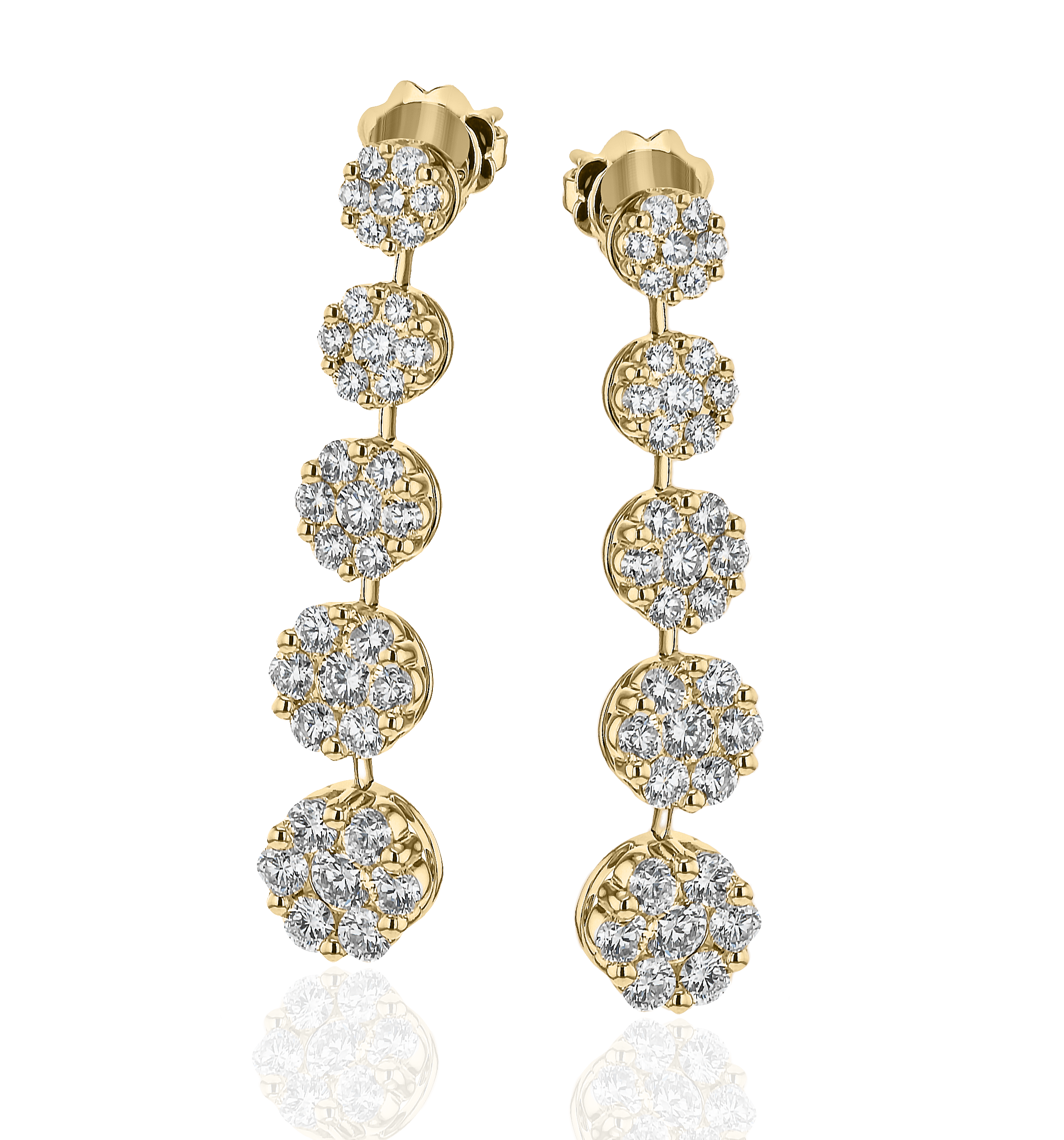 Graduated Diamond Cluster Drop Earrings