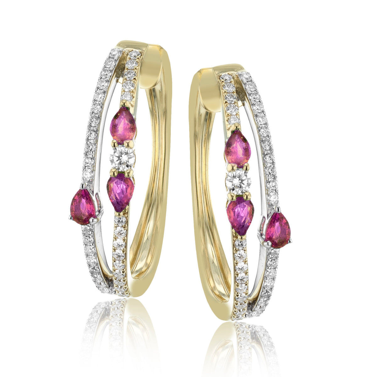 Colored Gemstone & Diamond Earrings in 18k Gold