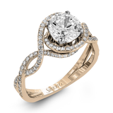 Round-Cut Criss-Cross Engagement Ring In 18k Gold With Diamonds