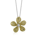 Flower Pendant Necklace in 18k Gold with Diamonds