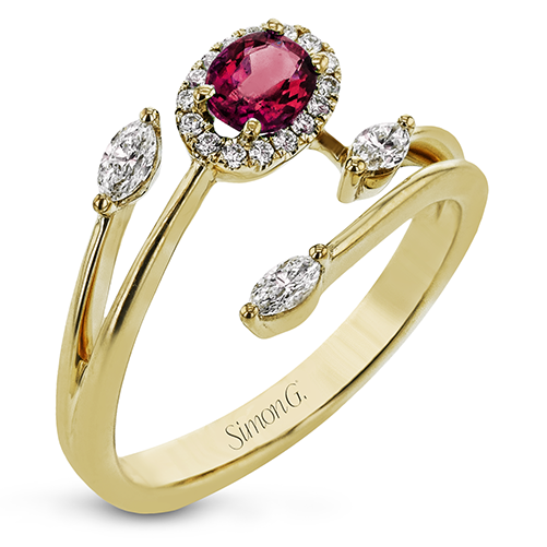 Tempera Color Gemstone Ring In 18k Gold With Diamonds