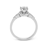 Round-cut Engagement Ring & Matching Wedding Band in 18k Gold with Diamonds