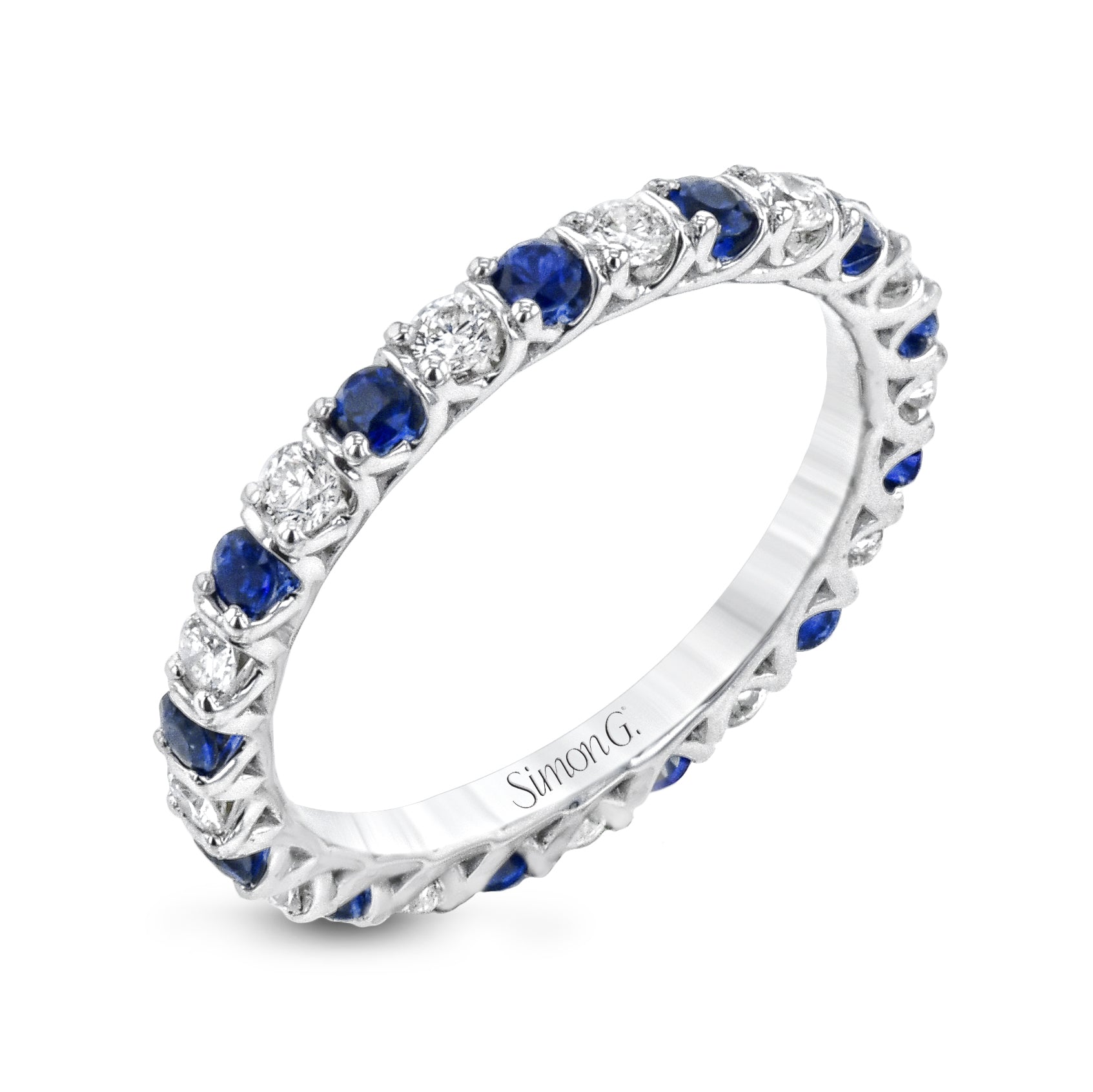 Color Gemstone & Diamond Eternity Band in 18k Gold