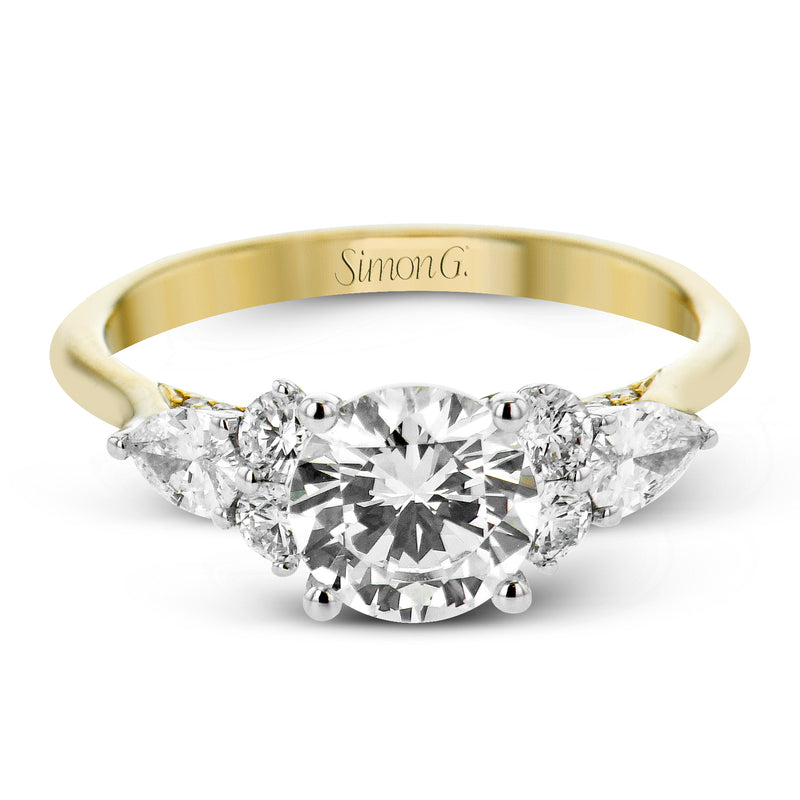 Round-Cut Three-Stone Engagement Ring In 18k Gold With Diamonds