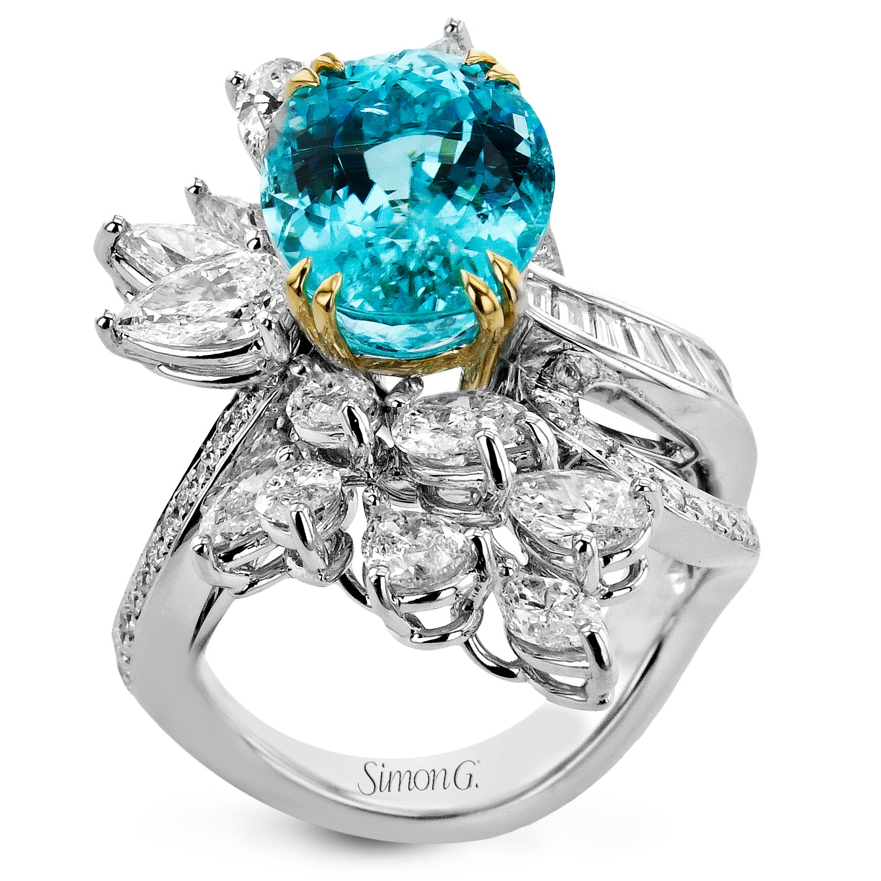 Paraiba Ring In 18k Gold With Diamonds