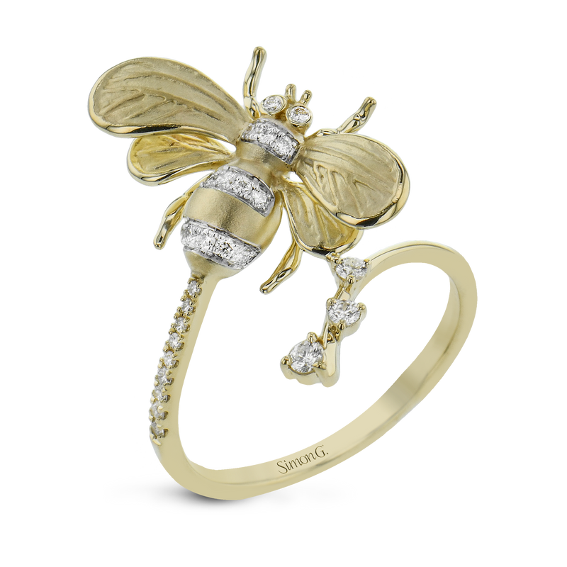 Bee Fashion Ring In 18k Gold With Diamonds