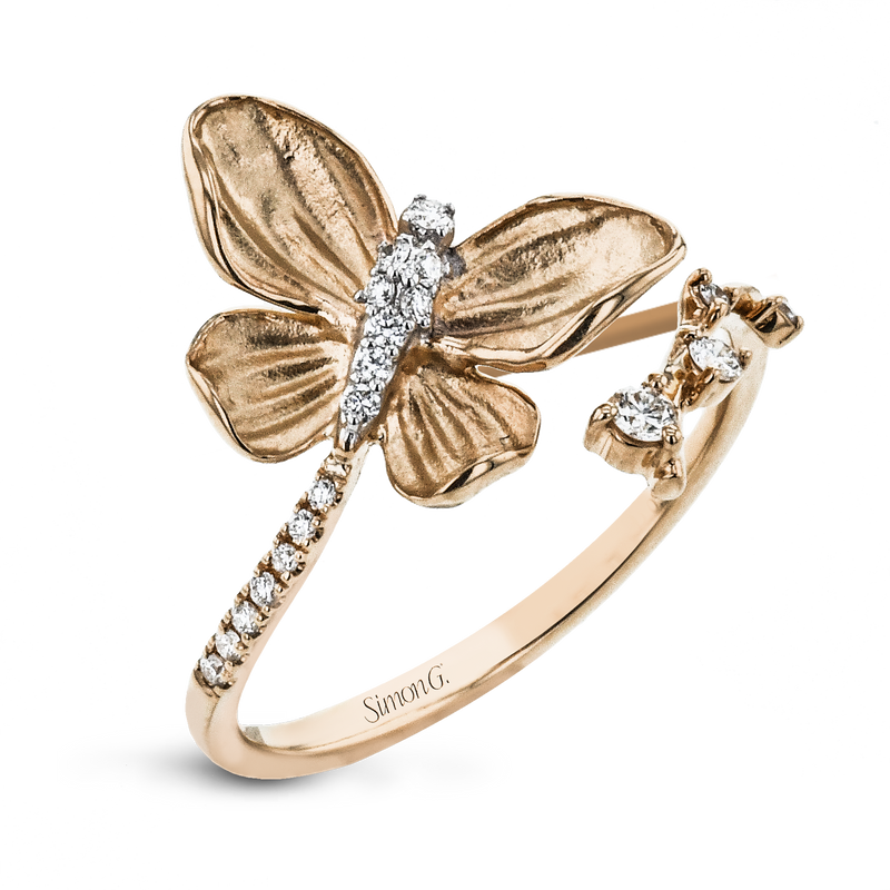 Matte Finish Butterfly 18KT Gold Ring