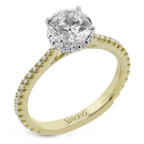 Round-Cut Hidden Halo Engagement Ring In 18k Gold With Diamonds
