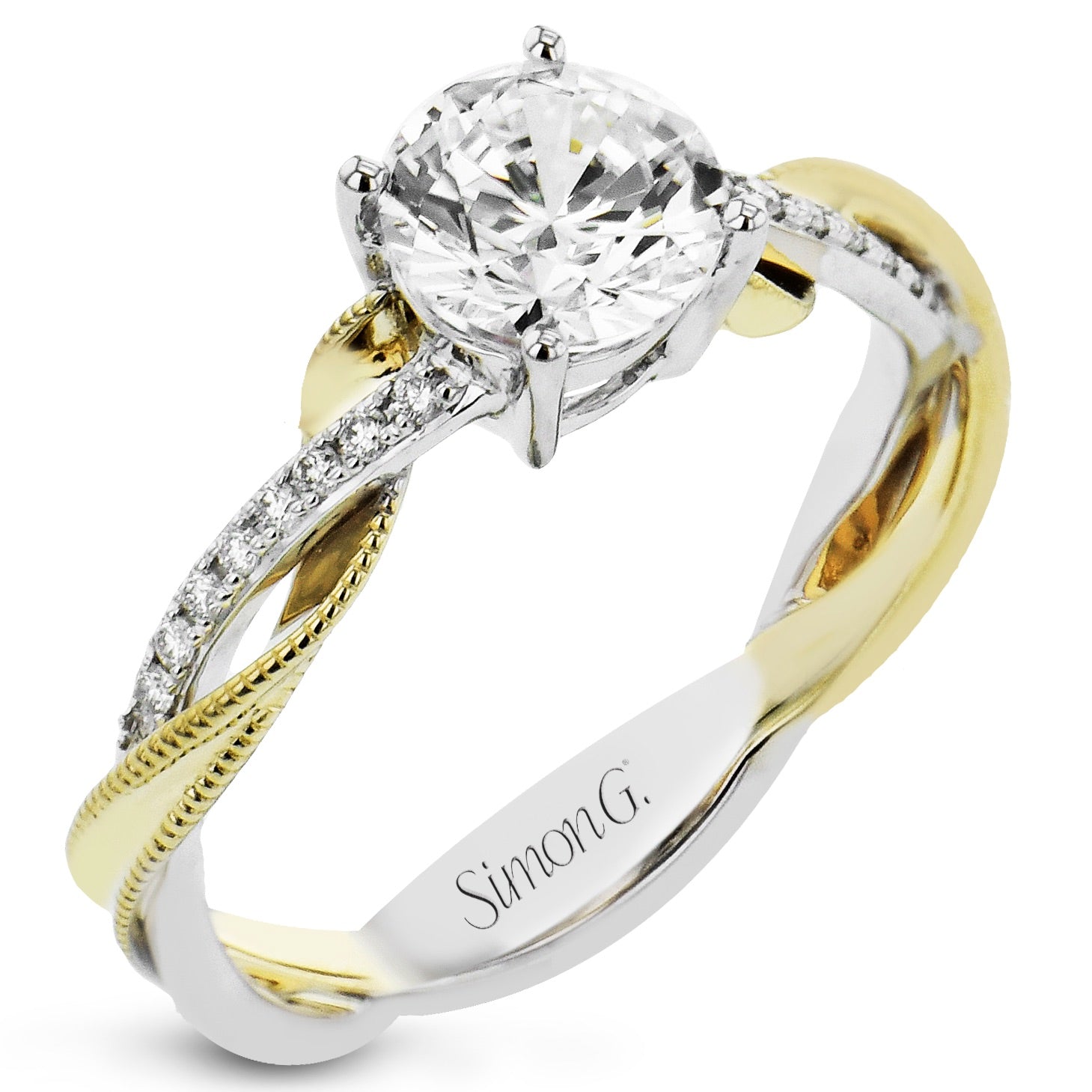 Round-cut Engagement Ring in 18k Gold with Diamonds