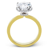 Round-Cut Double Hidden Halo Engagement Ring In 18k Gold With Diamonds