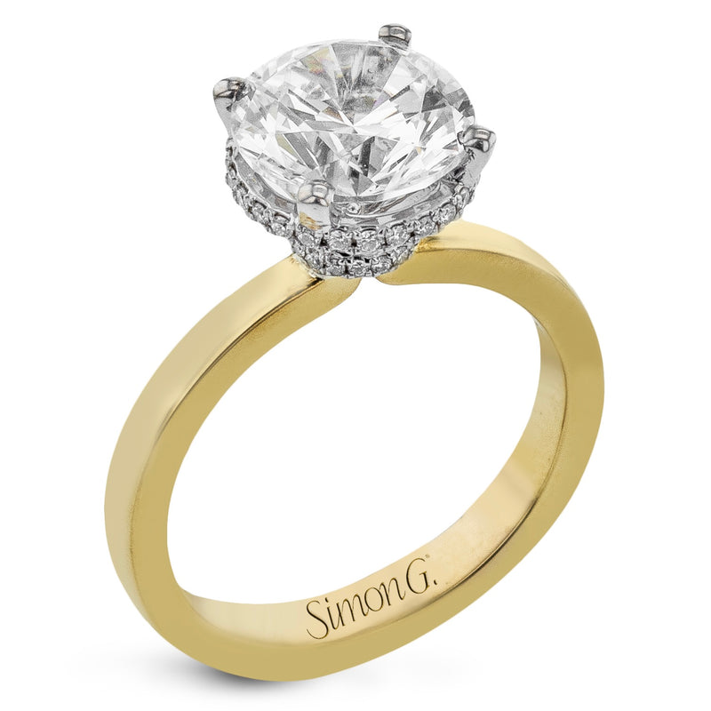 Round-cut Hidden Halo Engagement Ring In 18k Gold With Diamonds