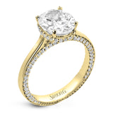 Oval-cut Hidden Halo Engagement Ring in 18k Gold with Diamonds