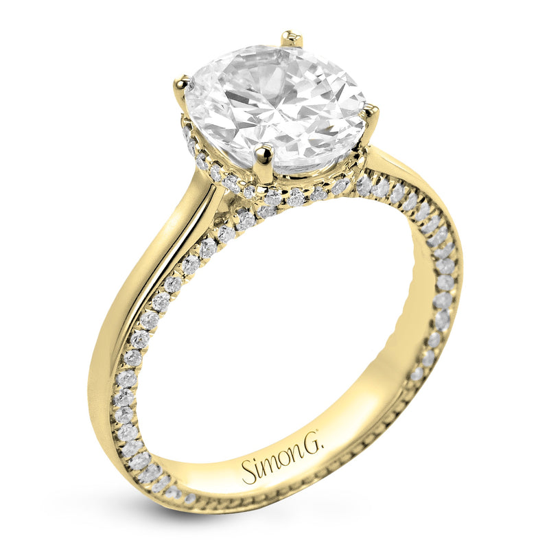 Oval-cut Hidden Halo Engagement Ring in 18k Gold with Diamonds