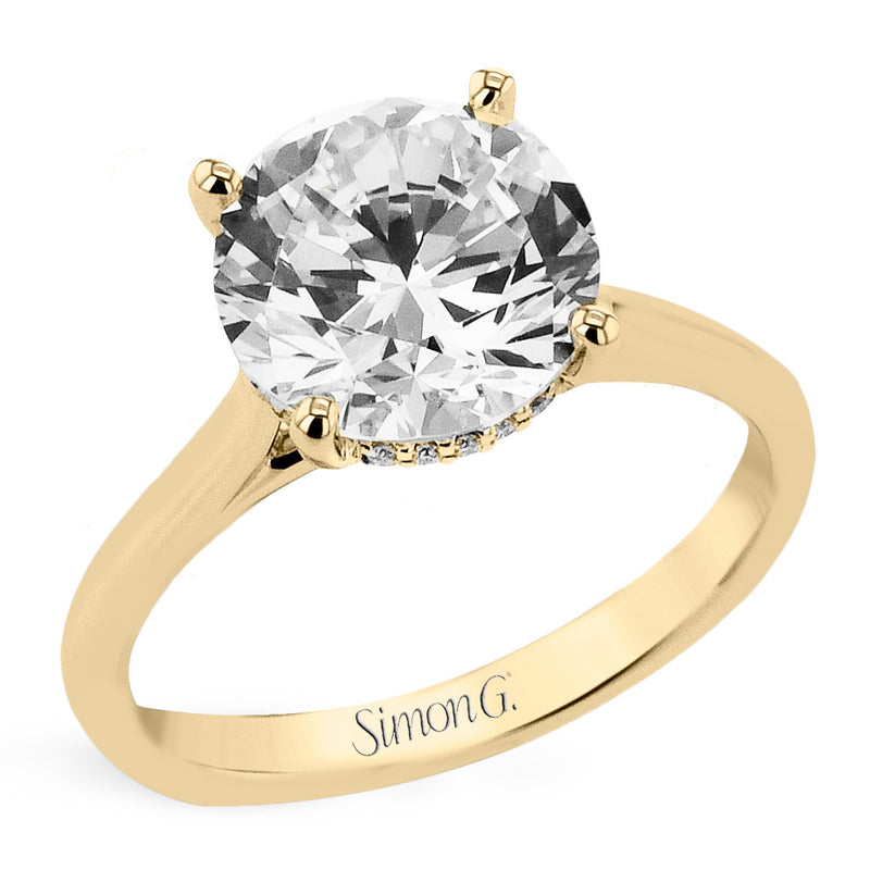 Round-cut Hidden Halo Engagement Ring in 18k Gold with Diamonds