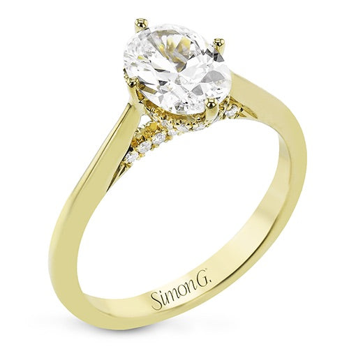 Oval-Cut Hidden Halo Engagement Ring In 18k Gold With Diamonds