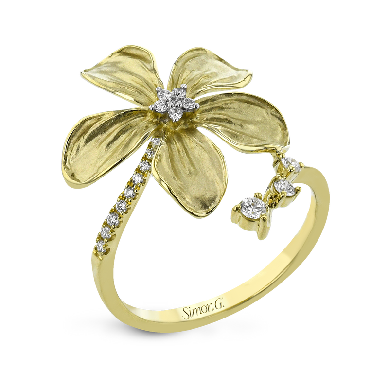 Flower Fashion Ring In 18k Gold With Diamonds