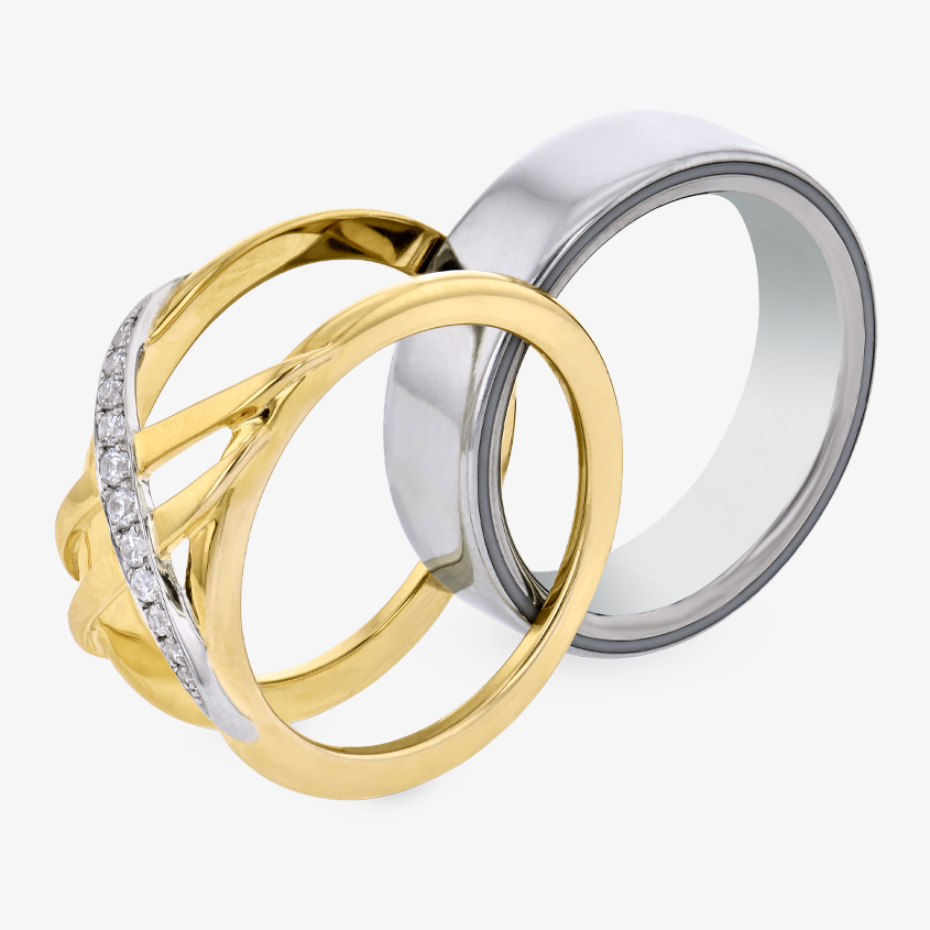 Interwoven Diamond Smart Ring Jacket in 14k Gold