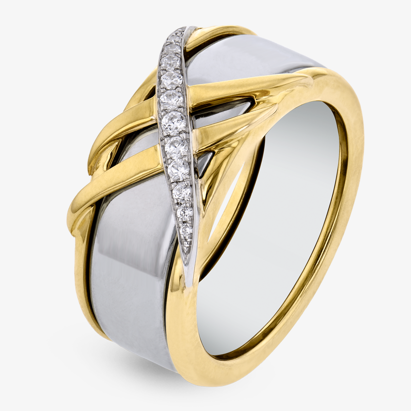 Interwoven Diamond Smart Ring Jacket in 14k Gold