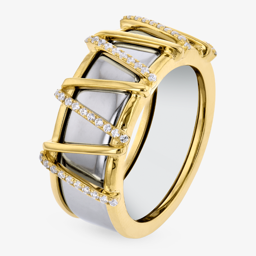 Lattice Diamond Smart Ring Jacket in 14k Gold