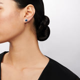 Sapphire Stud Earrings in 18k Gold with Diamonds