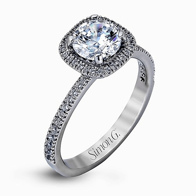 Cushion-Cut Halo Engagement Ring In 18k Gold With Diamonds