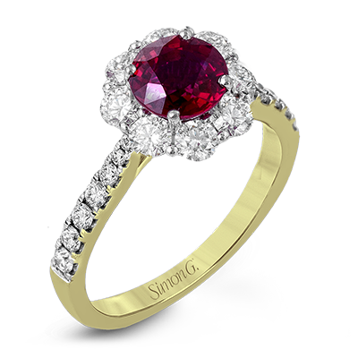 Tempera Color Gemstone Fashion Ring In 18k Gold With Diamonds