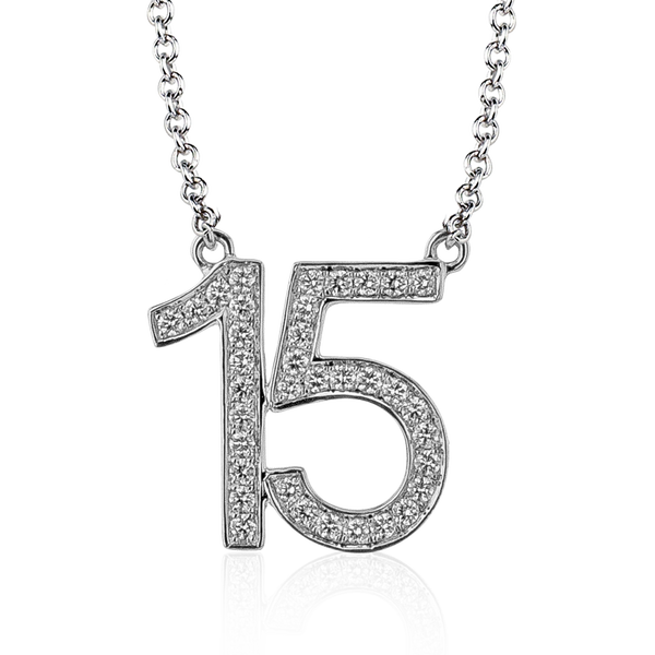 Personalized Number Pendant Necklace in 18k Gold with Diamonds