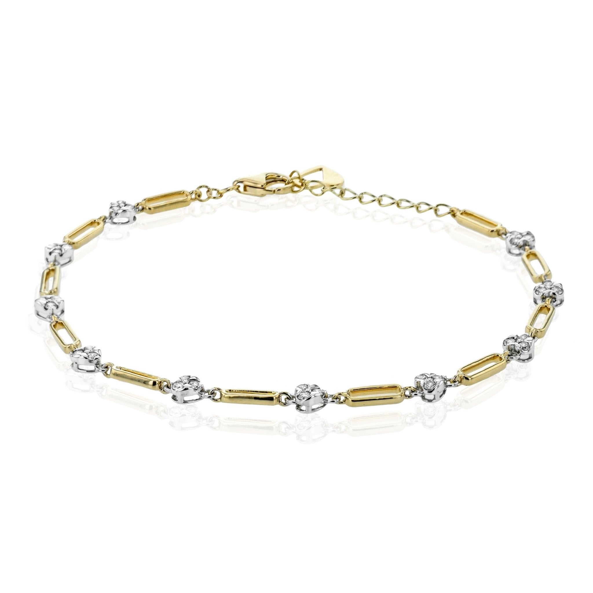 Alternating Gold and Diamond Link Bracelet in 18k Gold - Simon G. Jewelry
