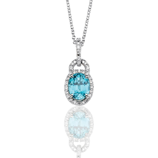 Aquamarine Pendant in 18k Gold with Diamonds - Simon G. Jewelry