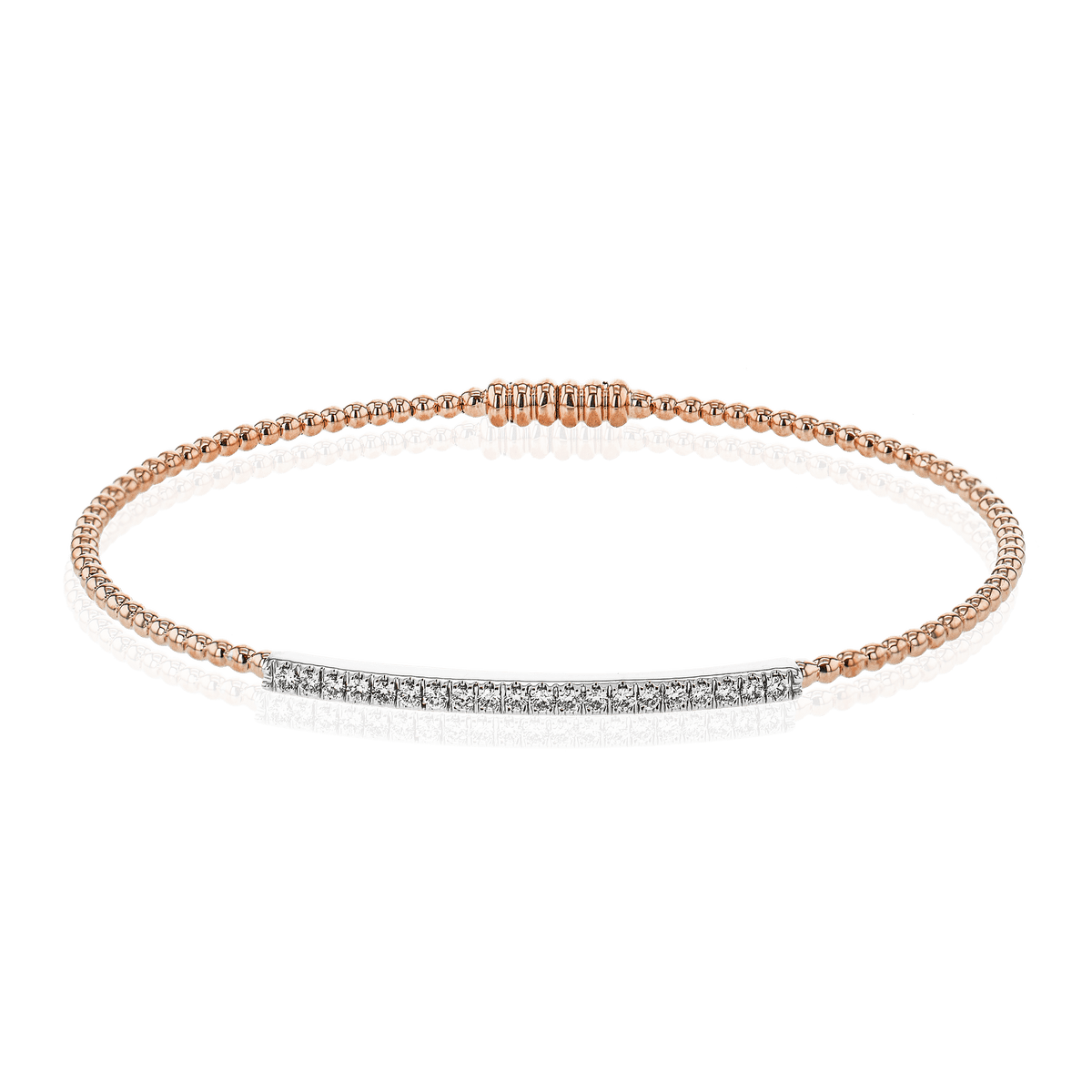 Beaded Bangle in 18k Gold with Diamonds