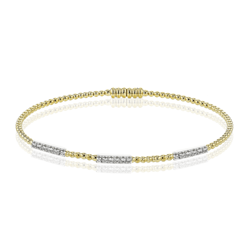 Beaded Bangle in 18k Gold with Diamonds - Simon G. Jewelry