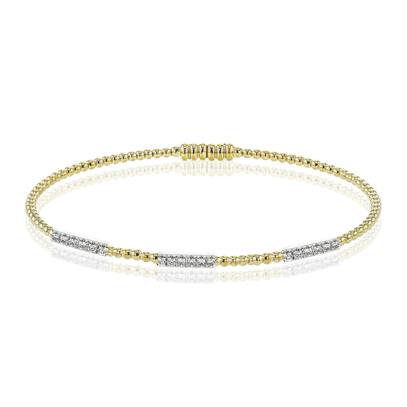 Beaded Bangle in 18k Gold with Diamonds - Simon G. Jewelry