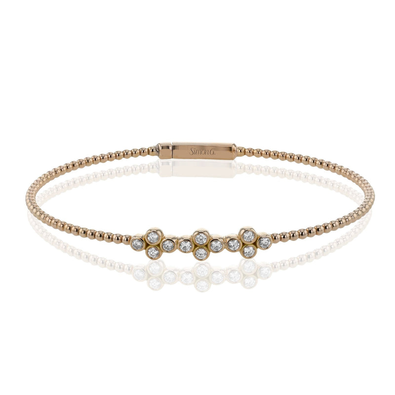 Beaded Bangle in 18k Gold with Diamonds - Simon G. Jewelry